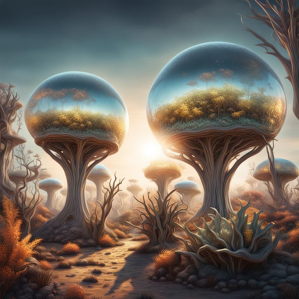 Alien Biosphere Ecosystem in Hyperrealistic Style