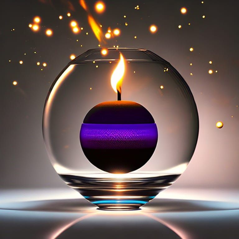Apple Candle in Crystal Sphere, 3D Render