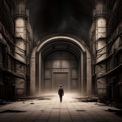 Fortified City Wall Divides Wasteland in Dark Fantasy Style