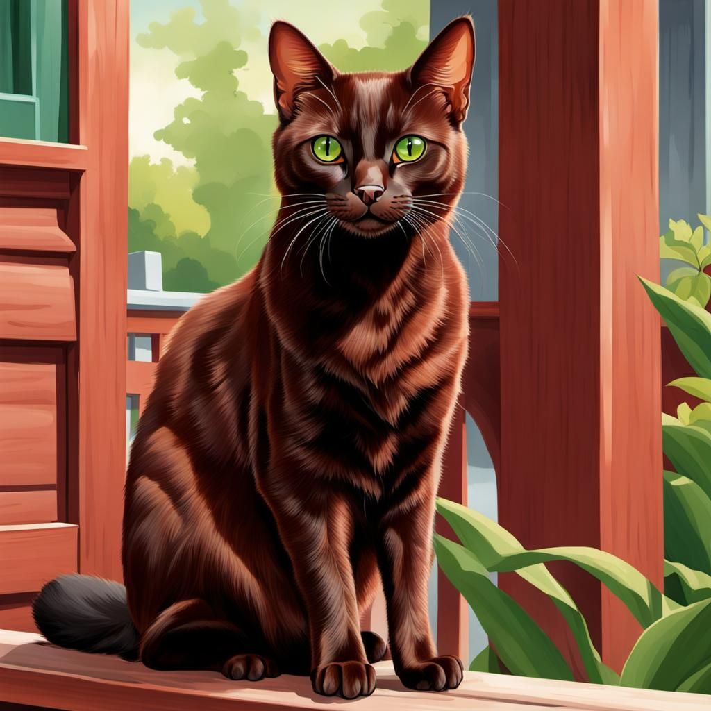 Elegant Havana Cat Portrait in Comic Art Style