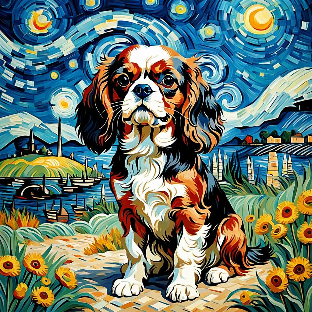 King Charles Spaniel as Impasto Painting