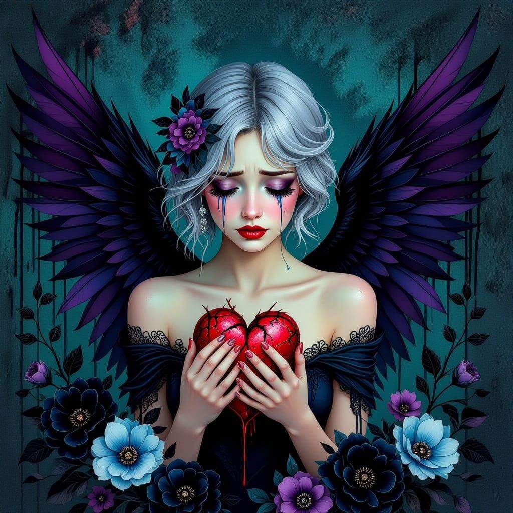 Fae Angel Weeping with Broken Heart
