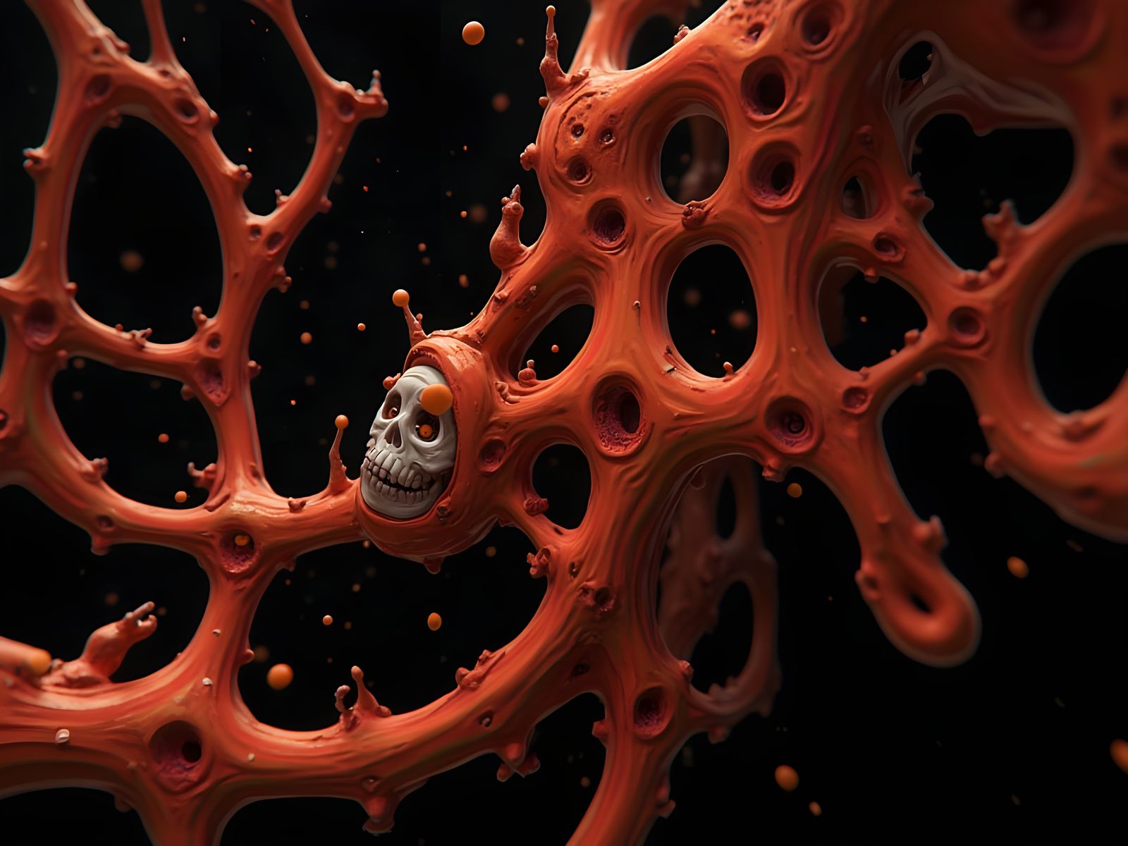 Dynamic Chain Reaction in Expressionist Gouache Style