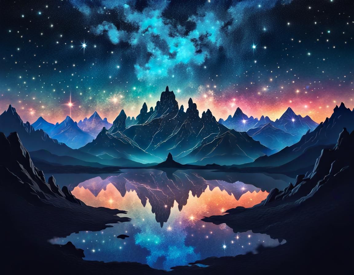 Starry Dragon Silhouette Double Exposure Art