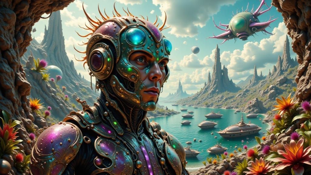 Futuristic Exoplanet Space-Port in Gritty Digital Art