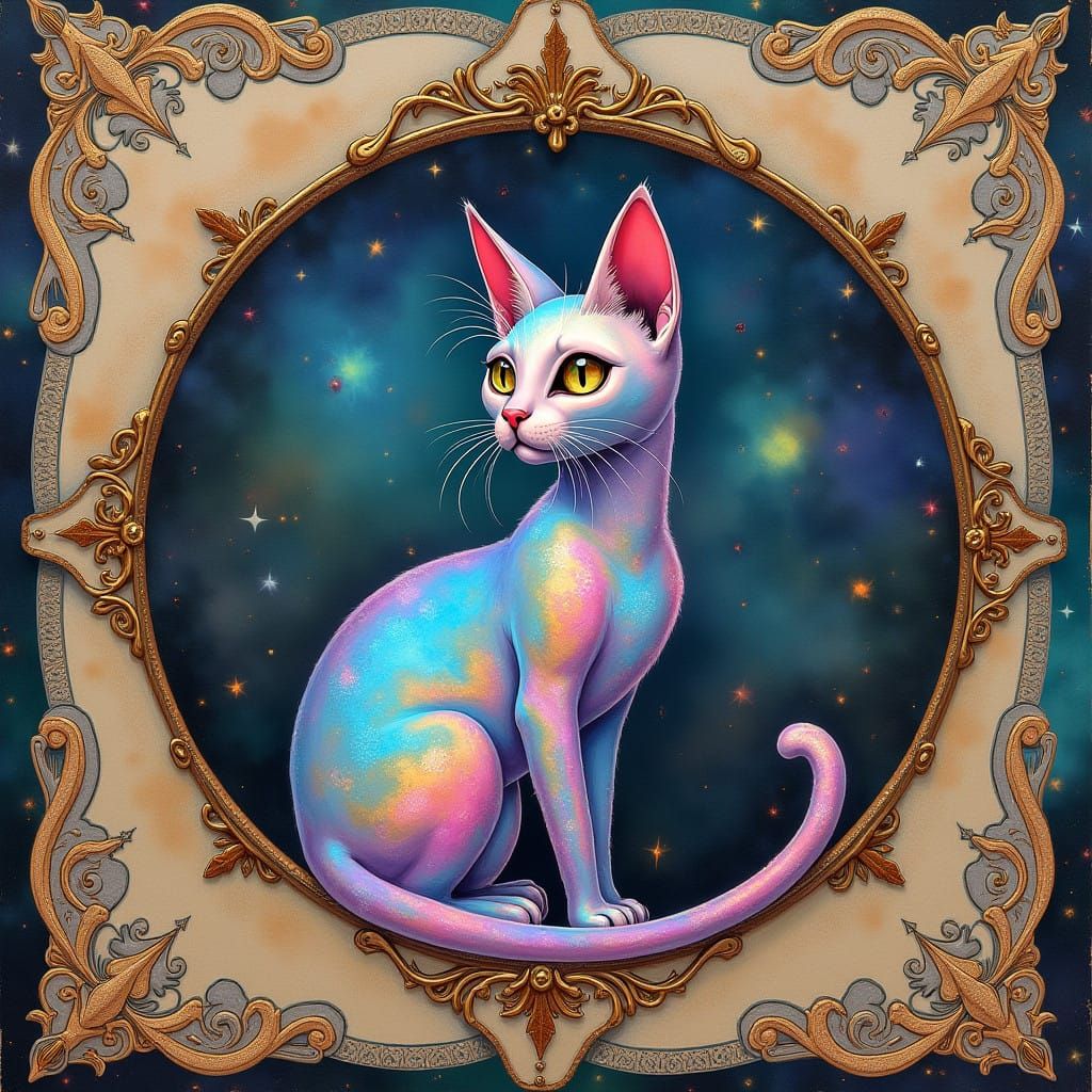 Luminous Cat Amidst Celestial Lace