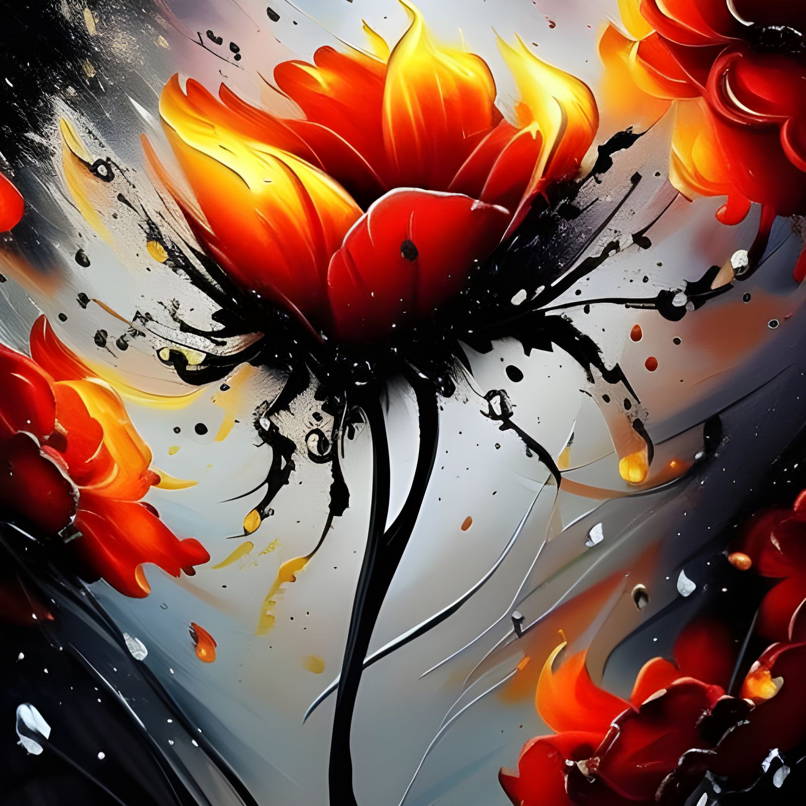Detailed Fire Flower Speedpaint in Expressionist Style