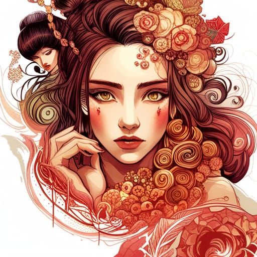 Luminous Japanese Goddess Digital Painting