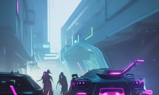 Horizon Zero Dawn in Cyberpunk Neon Style