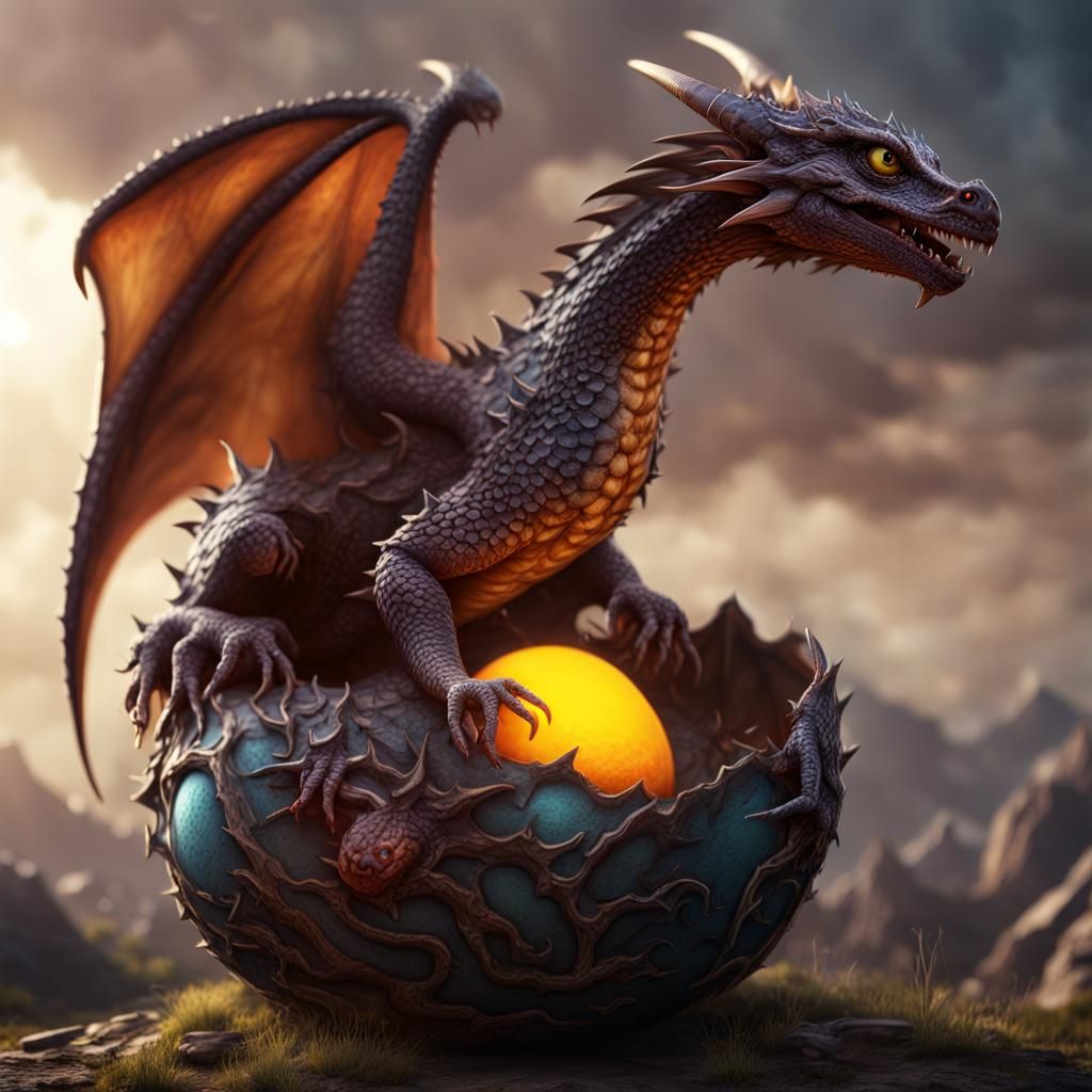 Small Dragon Emerges: Detailed Fantasy Art