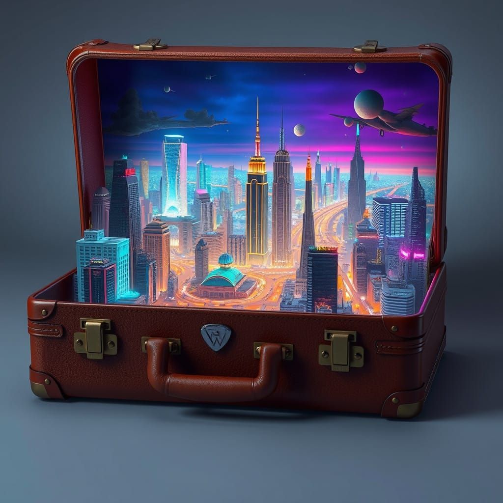 Dreamscapes: Futuristic Metropolis in a Vintage Suitcase