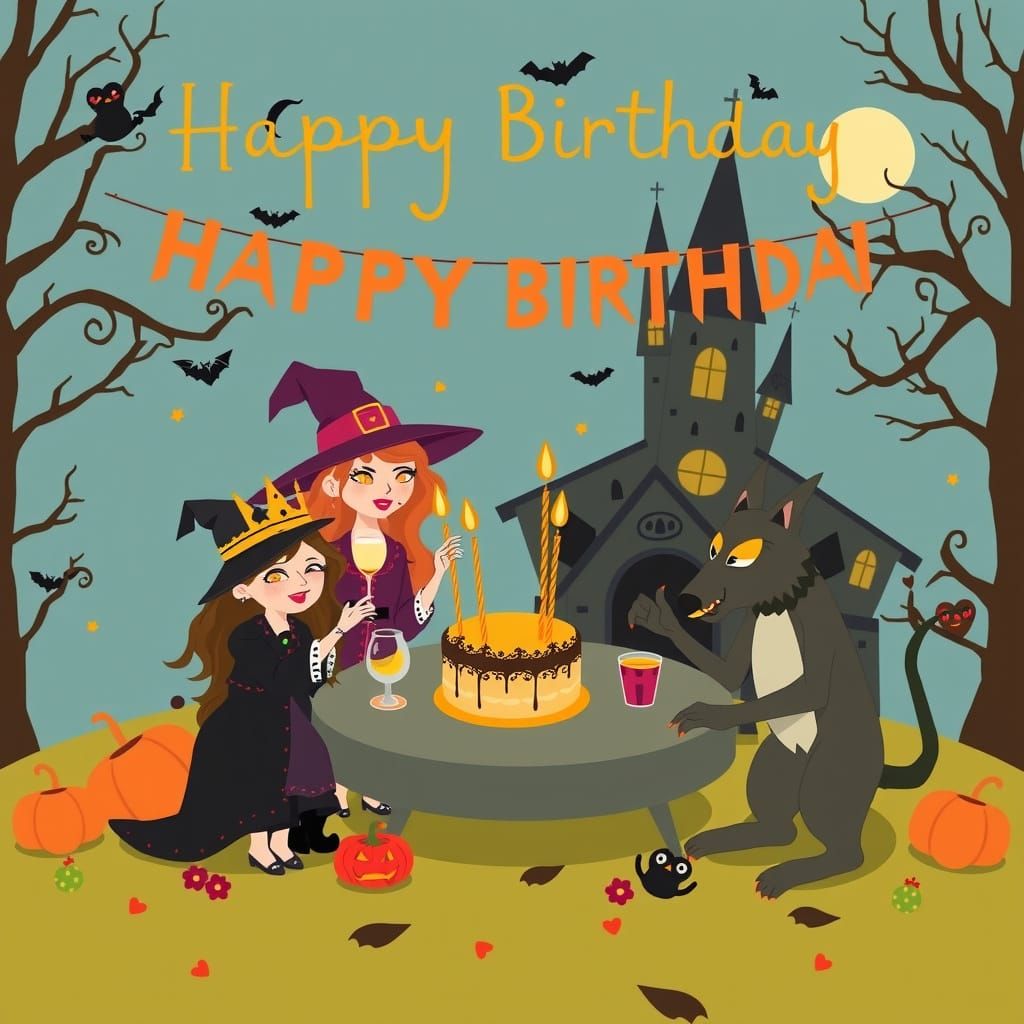 Whimsical Dracula Birthday Party with Witches and Werewolves