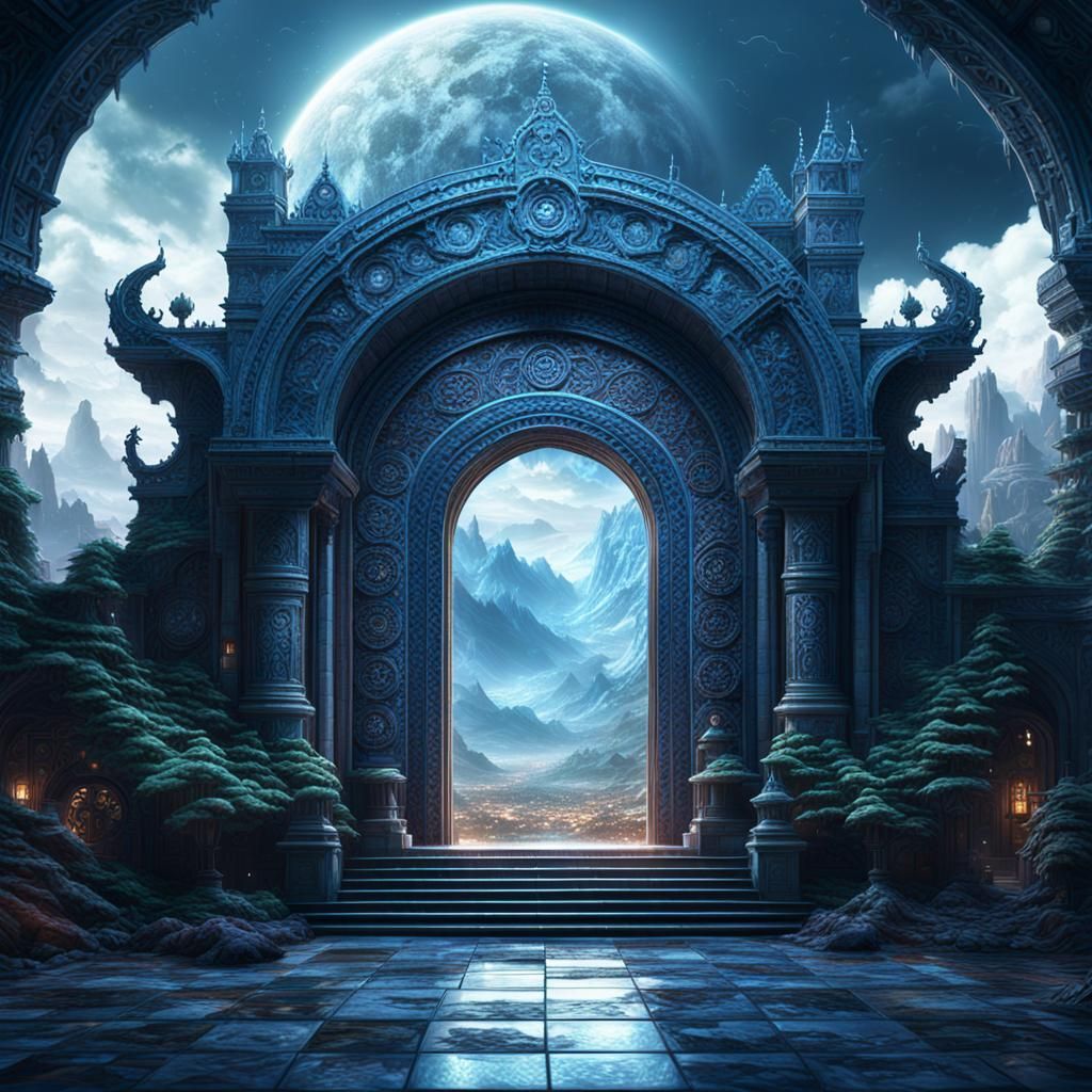 Ominous Tile Portal in Digital Matte Painting Style
