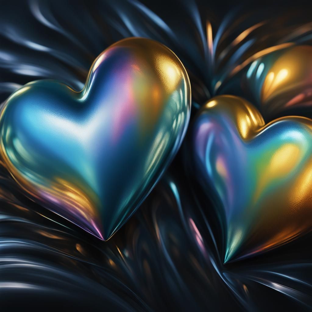 Surreal Steel Heart Glimmering in Golden Light