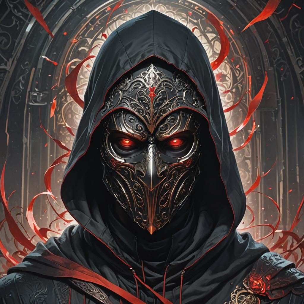 Masked Hooded Figure Portrait in Fantasy Style