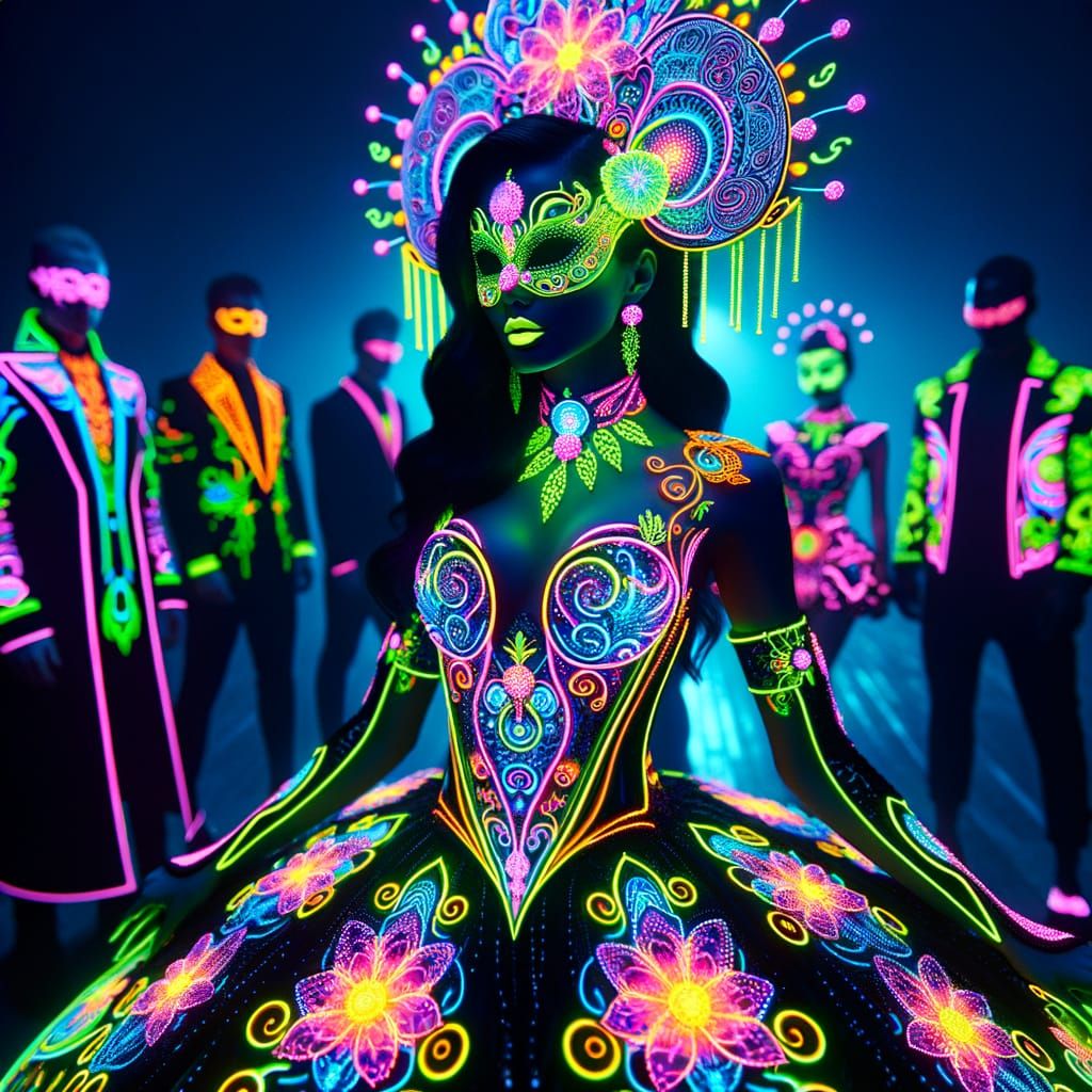 Ethereal Goddess in Neon Mandalas