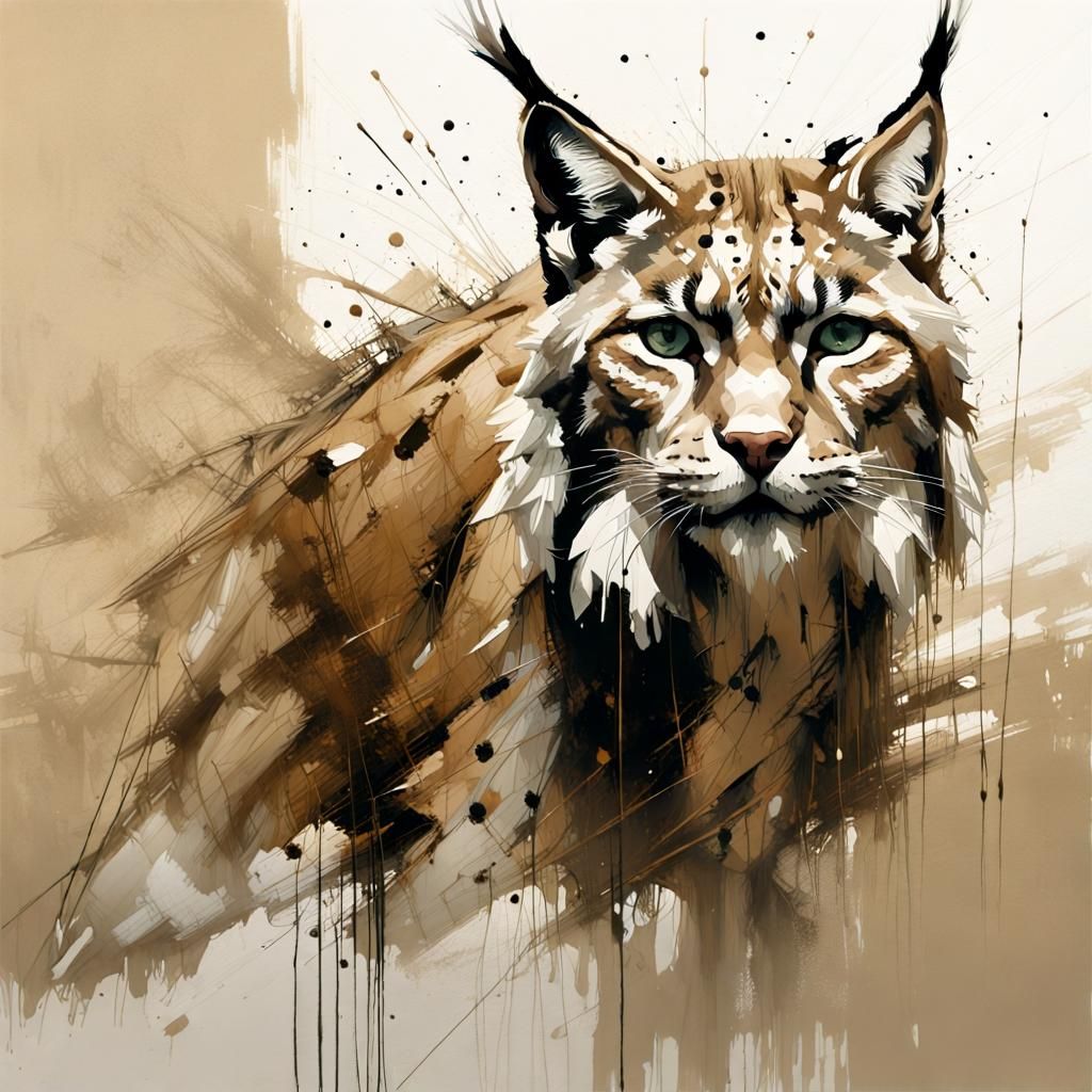 Lynx Stalking Prey in Sepia Speedpaint Style
