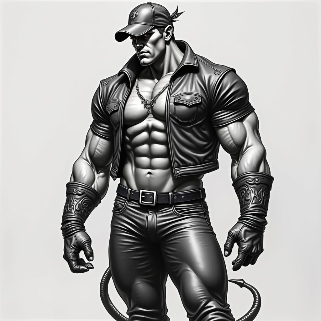 create an image of a demon in the artistic style of Tom Finl...