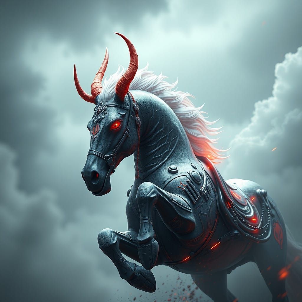 Ethereal Demon Stallion in 3D Anime Style