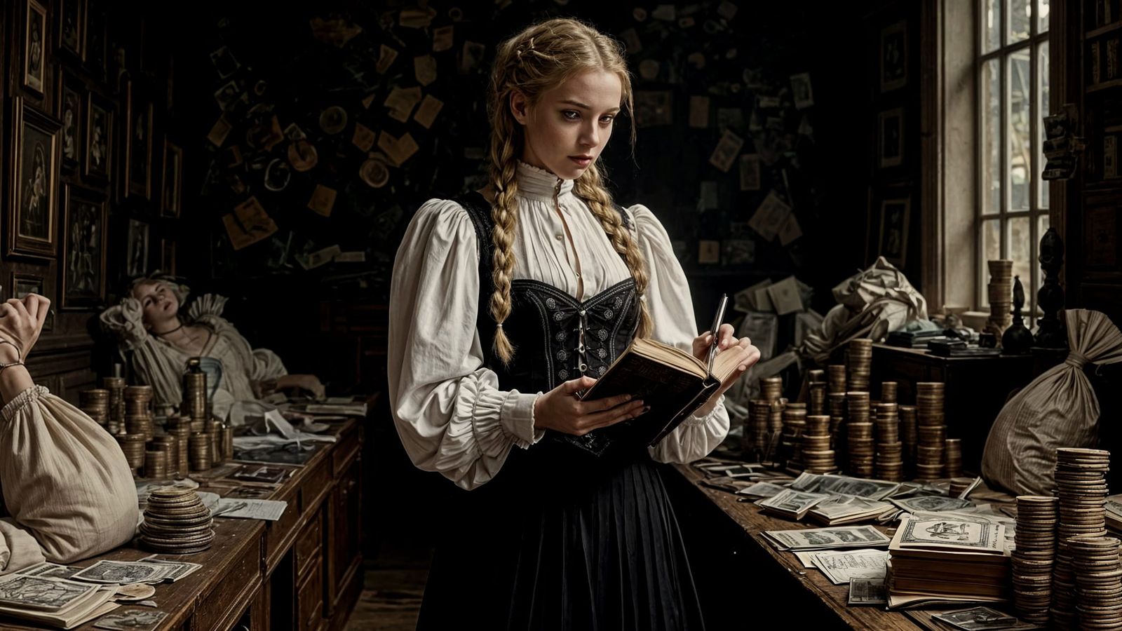 Gothic Businesswoman in a Haunted Office