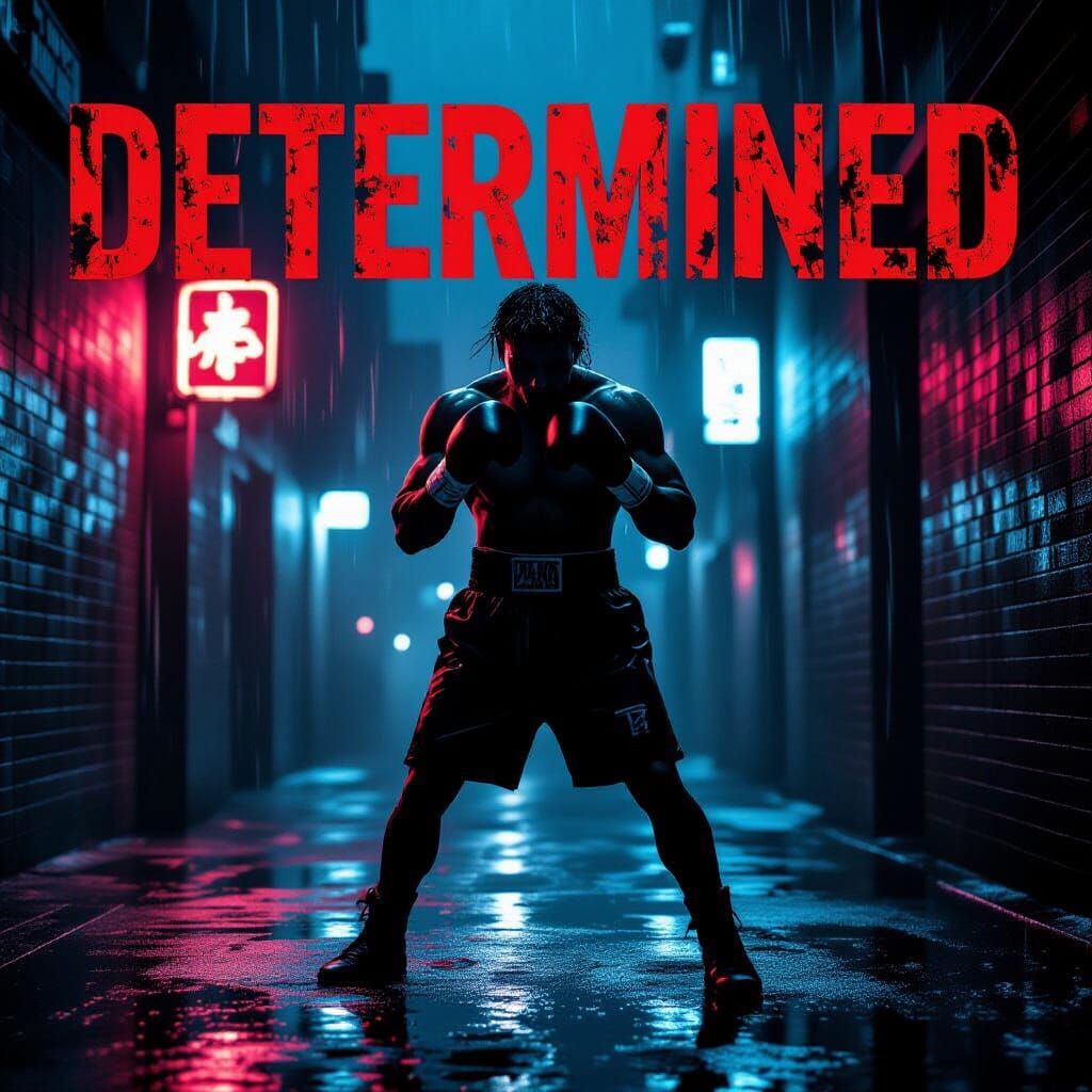 Gritty Alleyway Boxing Match Poster in Noir Style