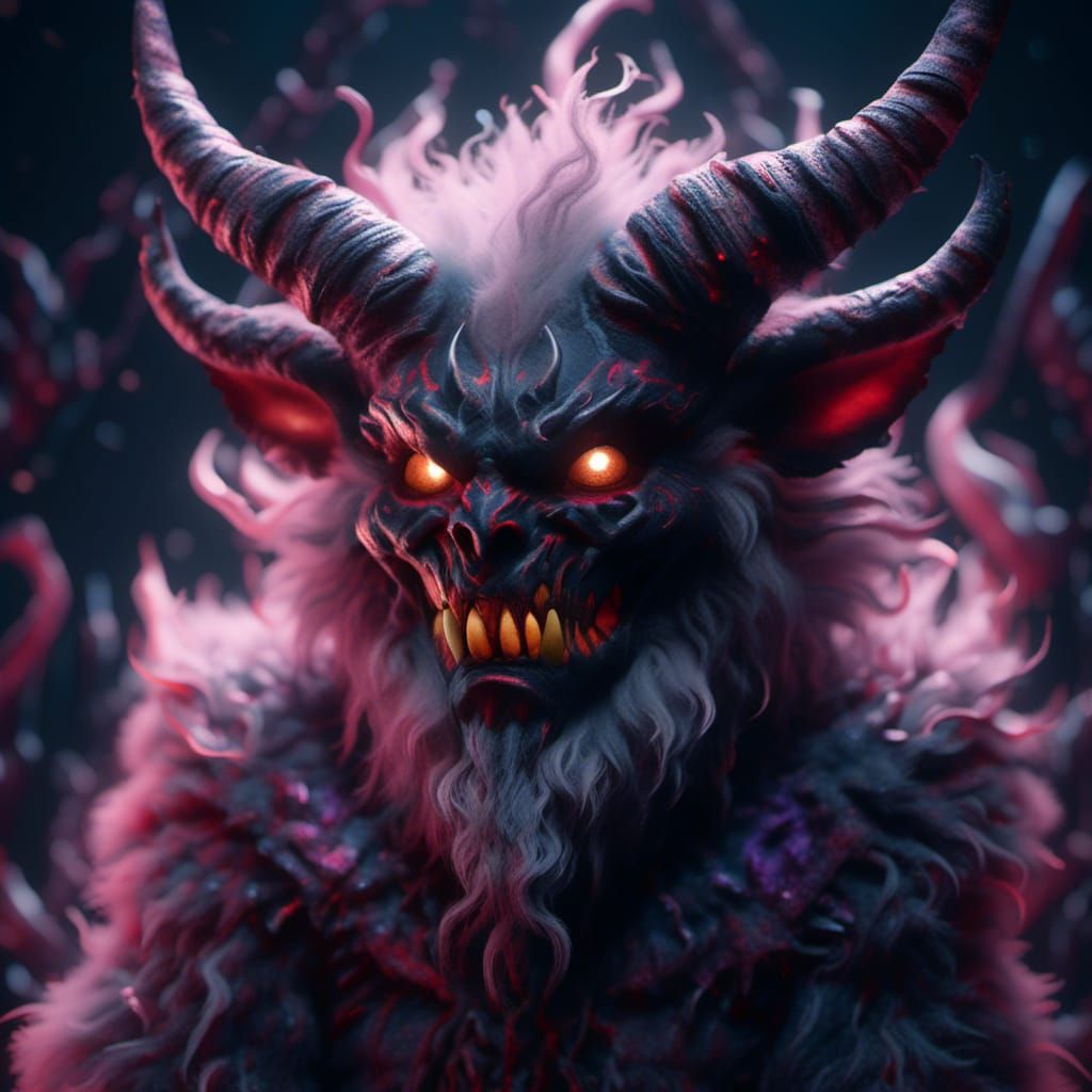 Adorable Fluffy Demon Portrait in Cinematic Style