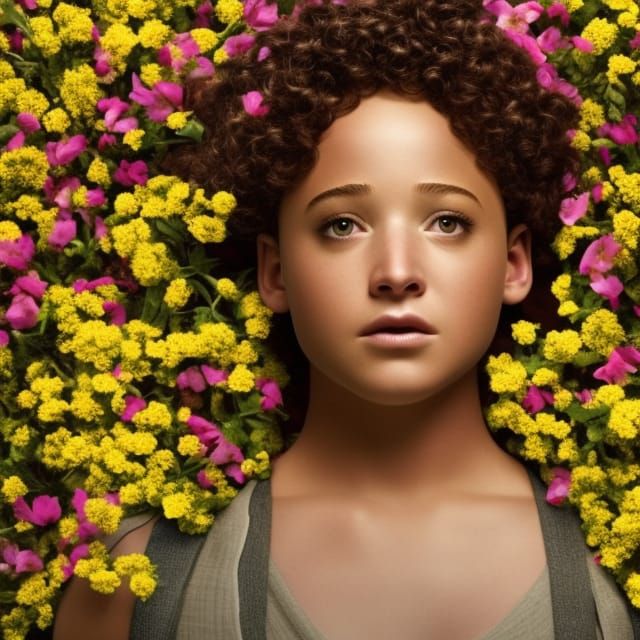 Rue in Floral Sunlight: Hyperrealistic 8k Rendering