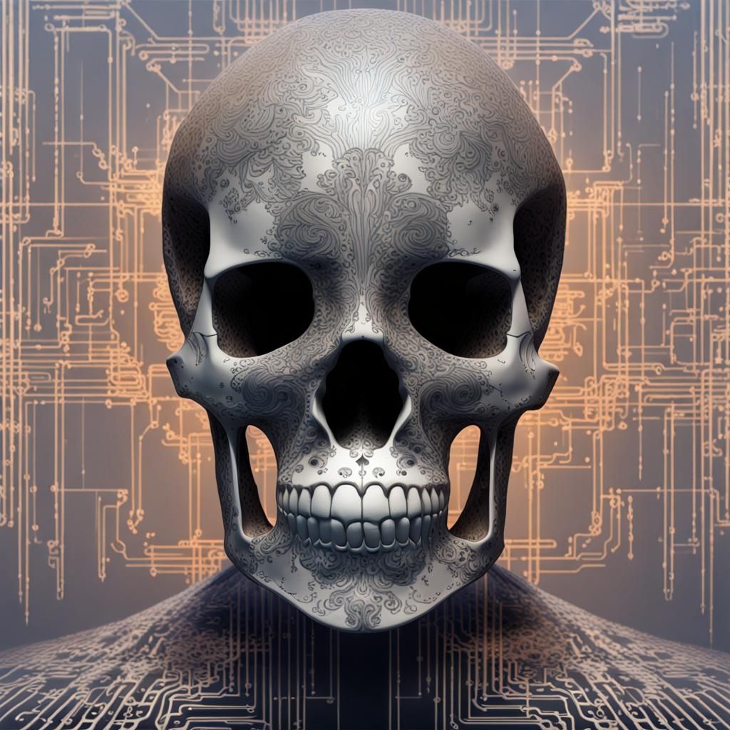 Futuristic AI Meta Skull Digital Art