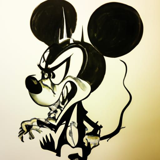 Sinister Mickey Mouse in Dark Fantasy Style