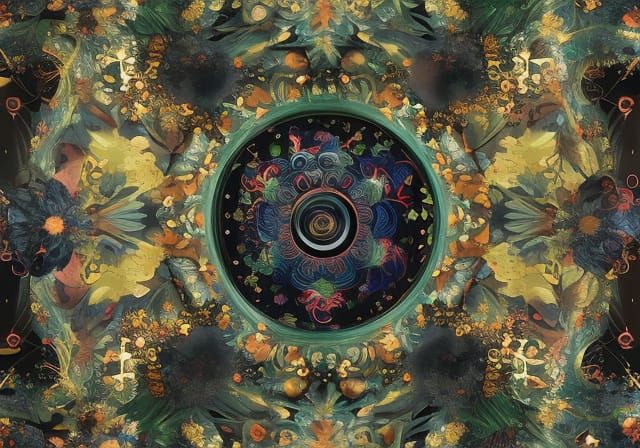 Petal Flower Wheel in Baroque Folk Art Style