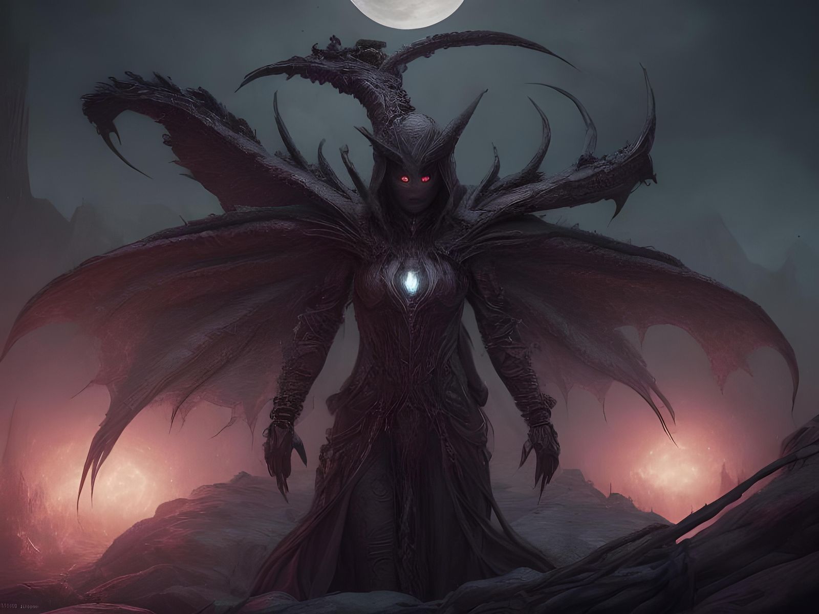 Powerful Moon Sorceress in Detailed Matte Painting