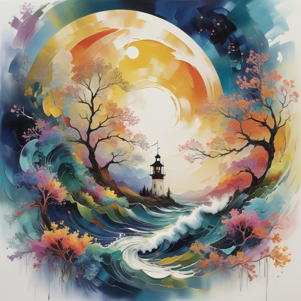 Spectacular Autumnal Dusk in Watercolor Style