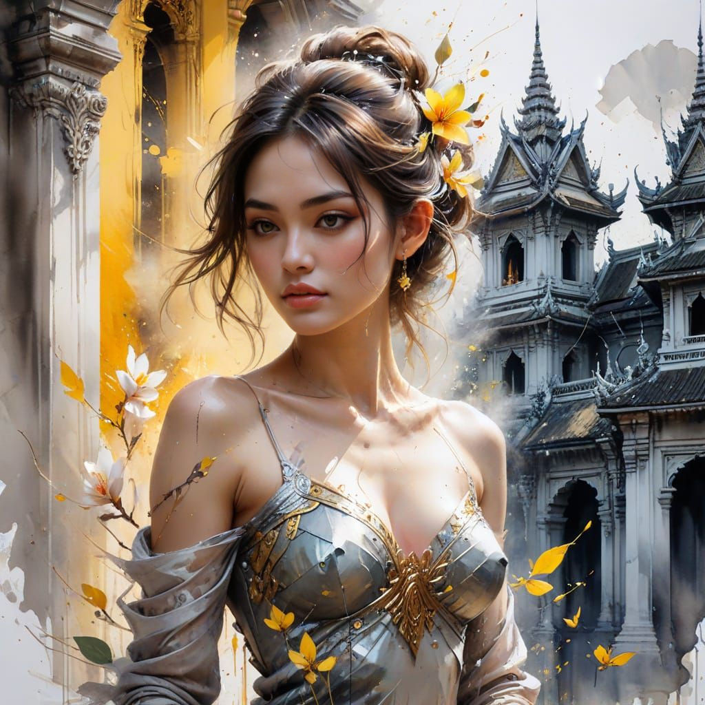 Phnom Penh Royal Palace and Silver Pagoda: Watercolor Painti...