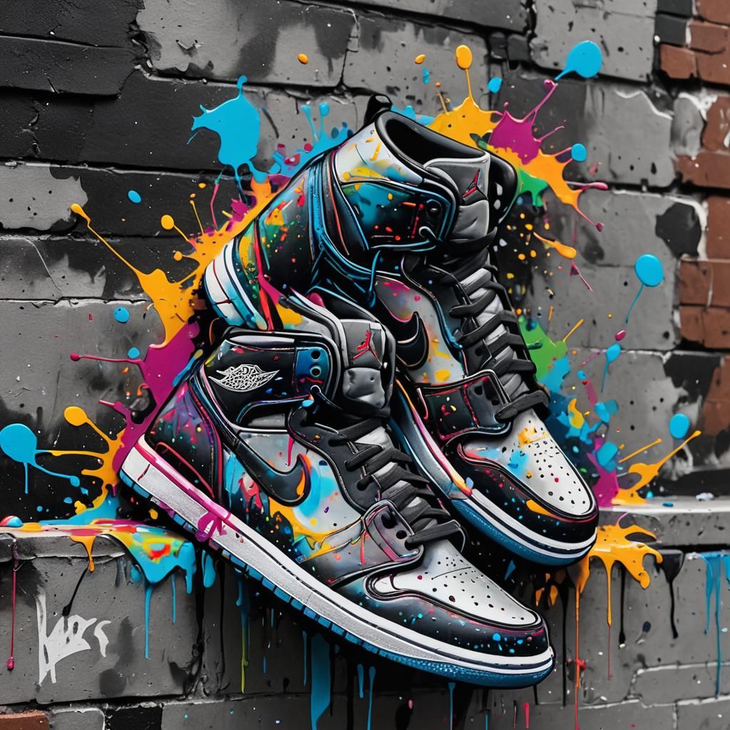 Graffiti Air Jordans: Urban Street Art Close-Up