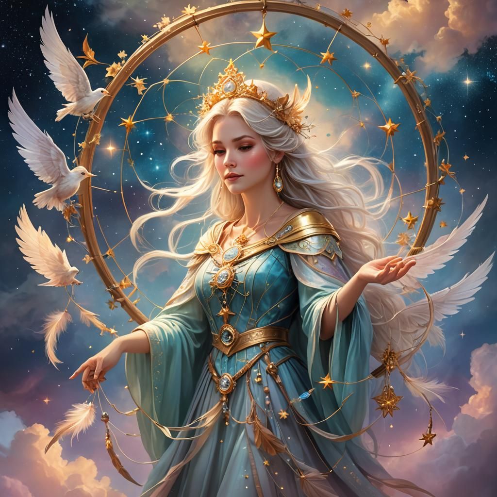 Dreamy Fairy Godmother Tarot Card in Pastel Colors