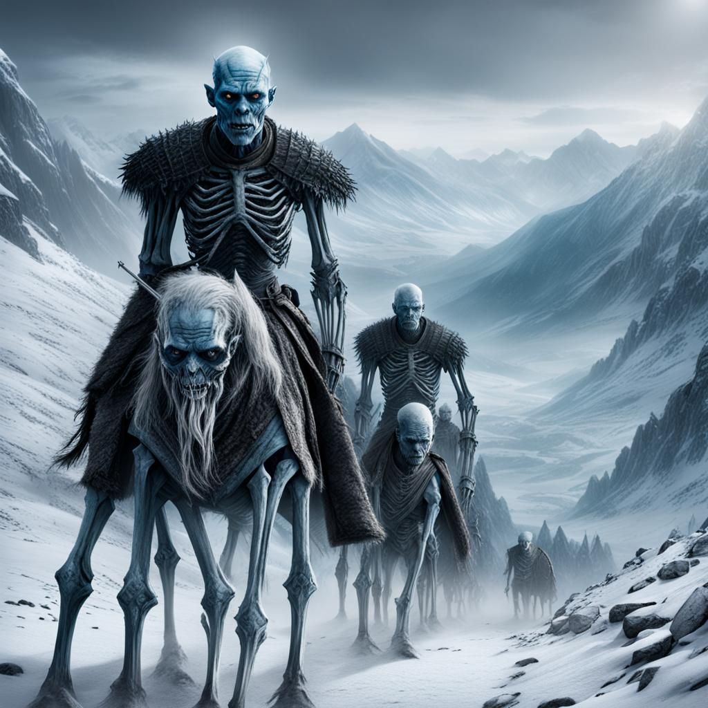 White Walkers in Snowy Mountain Landscape