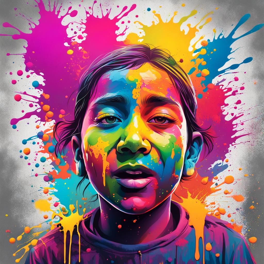 Colorful Holi Festival in Graffiti Art Style