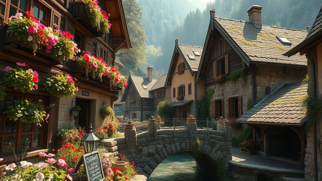 Fairies and Trolls in a Summer Alpine Village