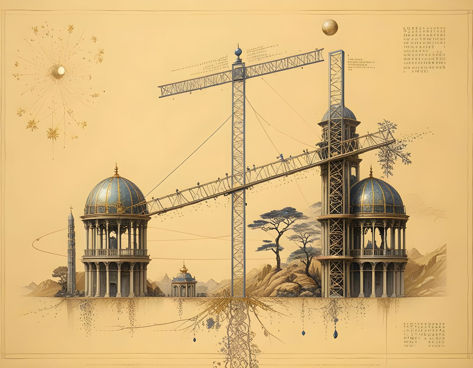 Kintsugi Machine Hiding the Sun: Architectural Cross-Section