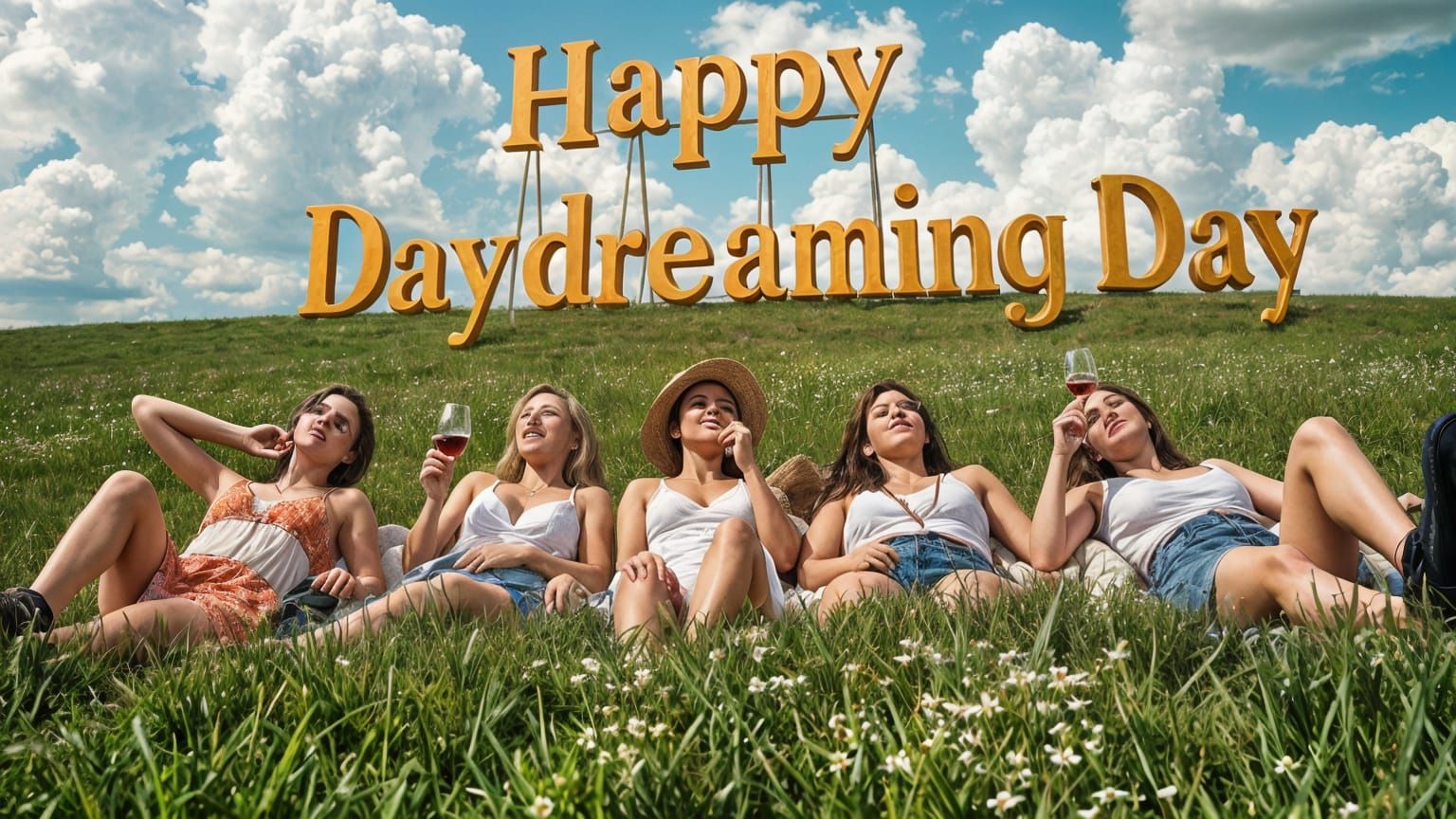 Happy Daydreaming Day: People Relaxing in a Field