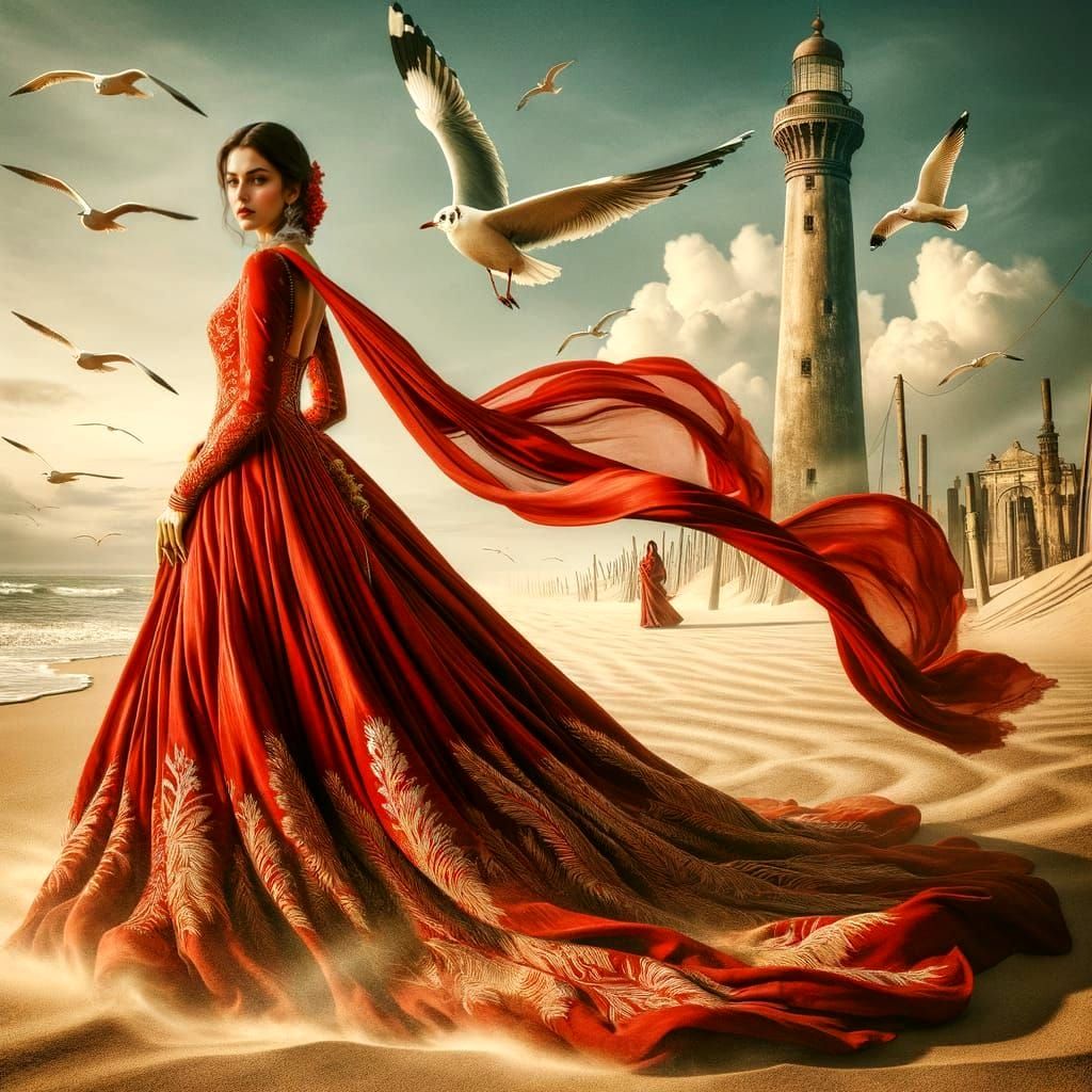 Mysterious South Asian Lady by Lighthouse