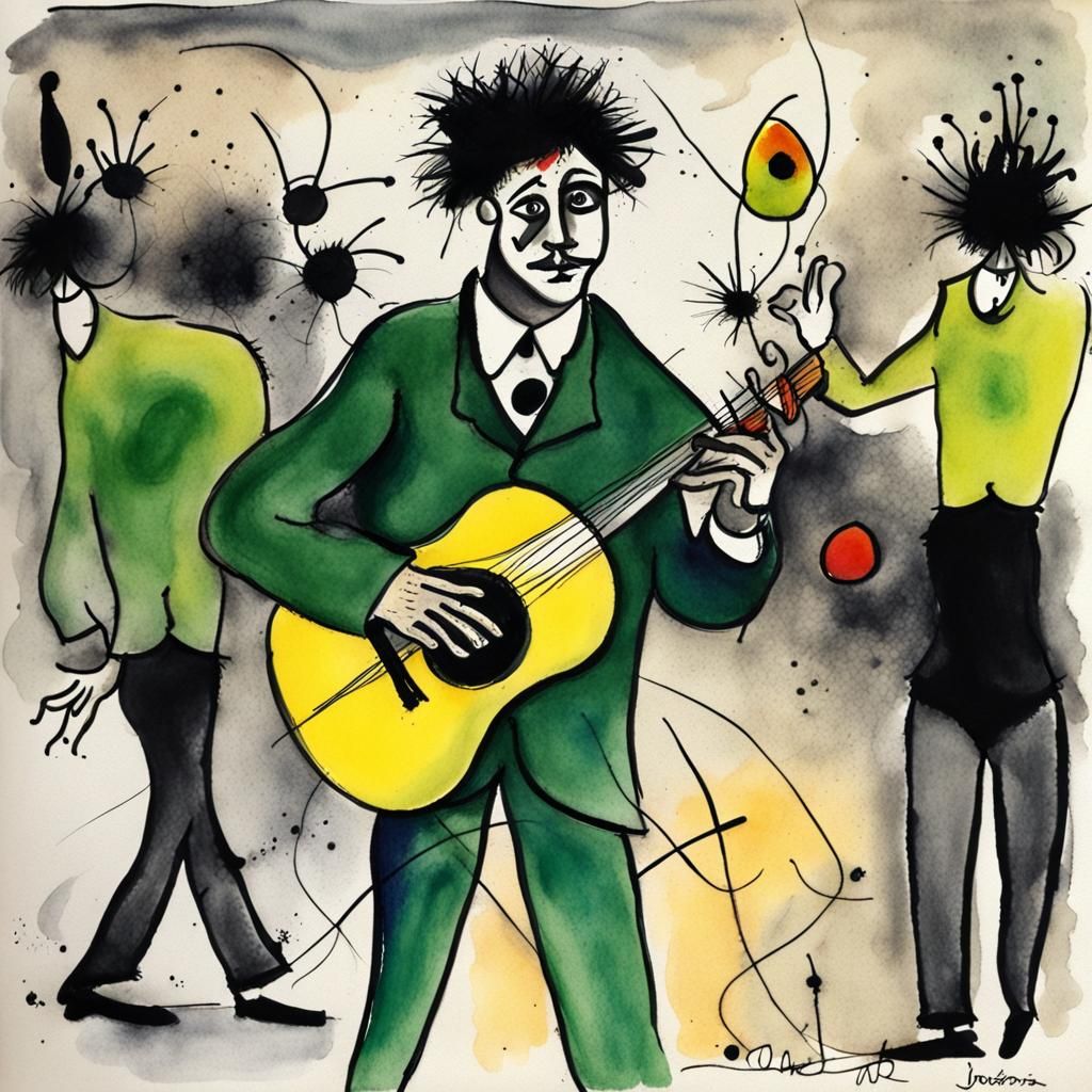 Impressionistic Dancer in Ink and Watercolor