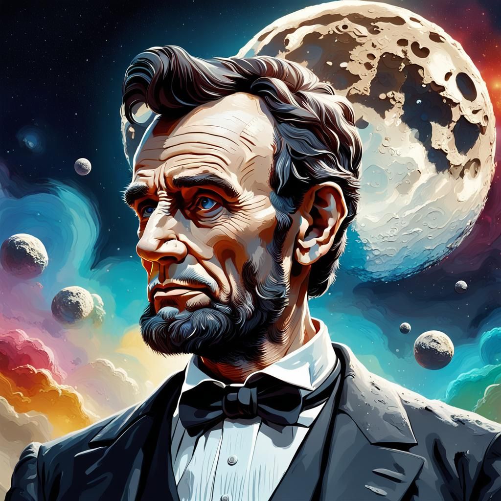 Hyperrealistic Abraham Lincoln on the Moon