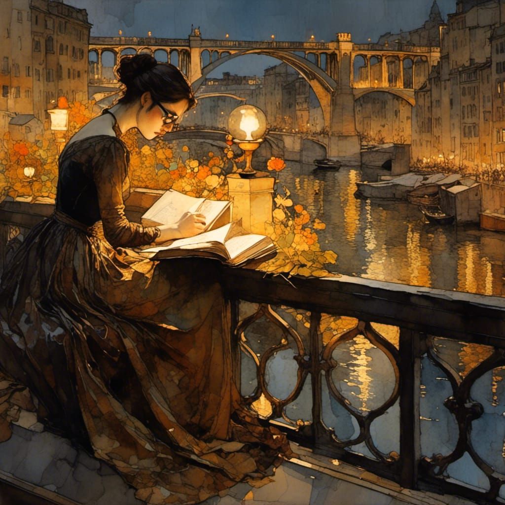 Woman Reading by Candlelight in Dutch Masters Style