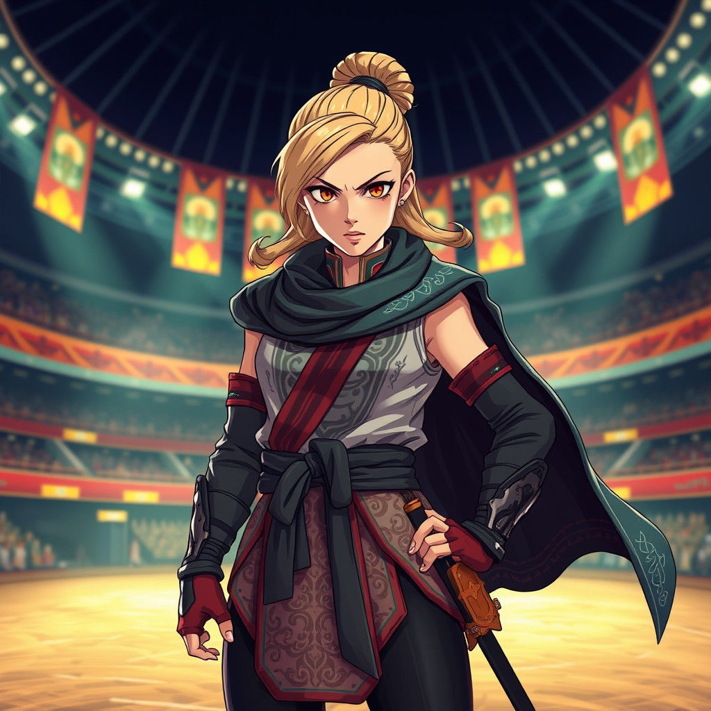 Fierce Lithuanian Girl in Tournament, Anime Style