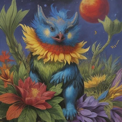 Mythical Singing Pet Inspired by Pirosmani, Snyders, Nolde