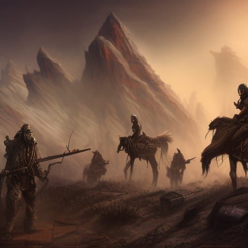 Apocalyptic Raiders on Deserted Road: Matte Painting