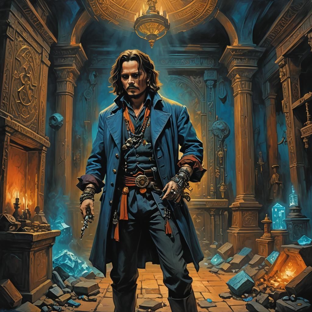Mystical Chamber Portrait in Oil Painting Style