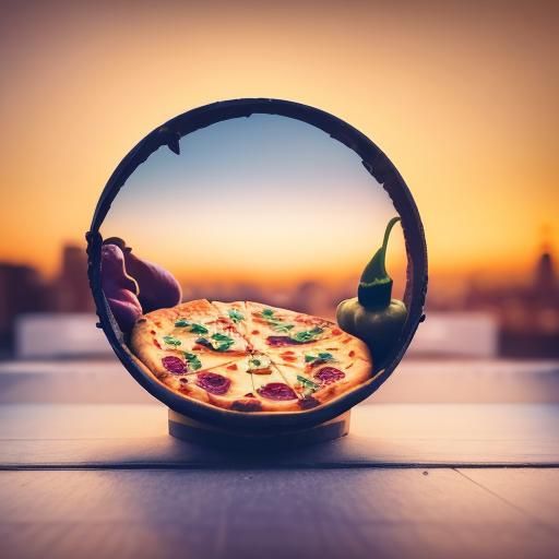 A pizza with Jalapenos, Burdok Root, Cabbage, Bean Sprouts, Eggplant, and Prosiccuto, topped with Colby.