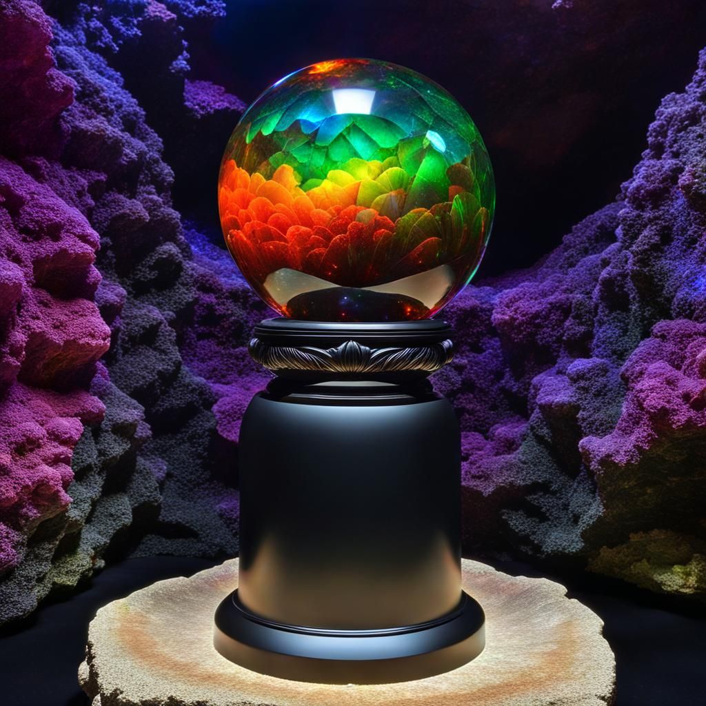 Colossal Ammolite Megalith in a Crystalline Dreamscape